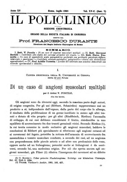 Il policlinico. Sezione chirurgica organo della Società italiana di chirurgia