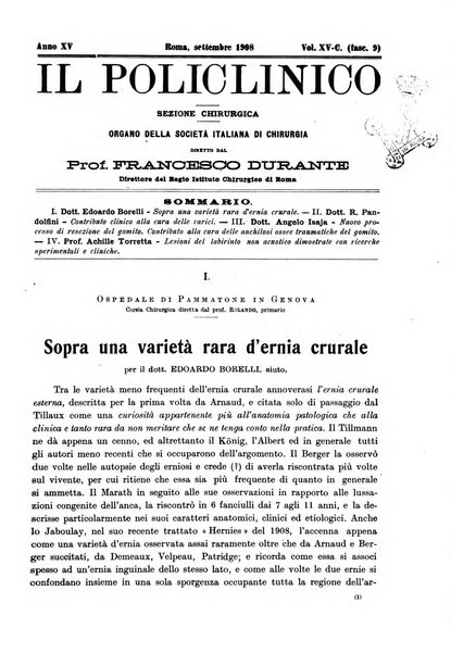 Il policlinico. Sezione chirurgica organo della Società italiana di chirurgia