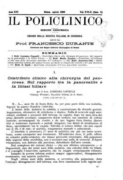 Il policlinico. Sezione chirurgica organo della Società italiana di chirurgia