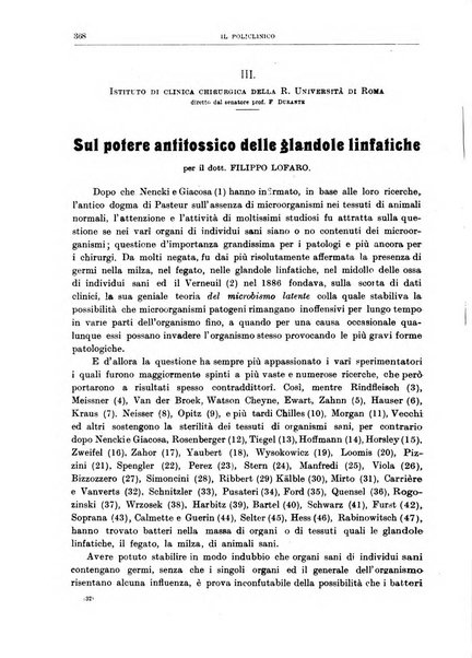 Il policlinico. Sezione chirurgica organo della Società italiana di chirurgia