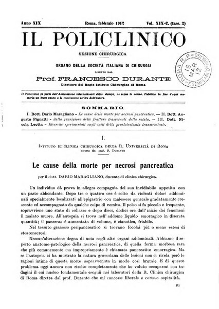 Il policlinico. Sezione chirurgica organo della Società italiana di chirurgia