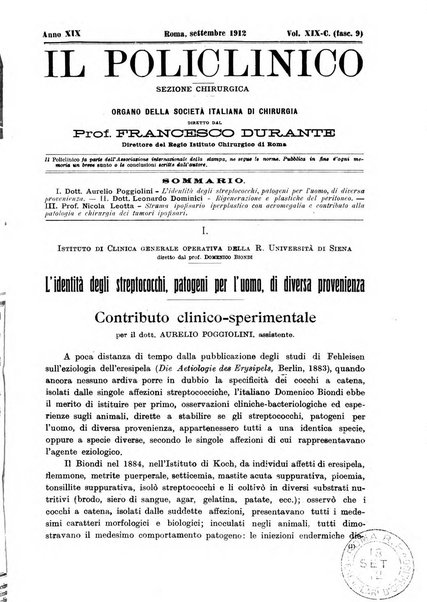 Il policlinico. Sezione chirurgica organo della Società italiana di chirurgia