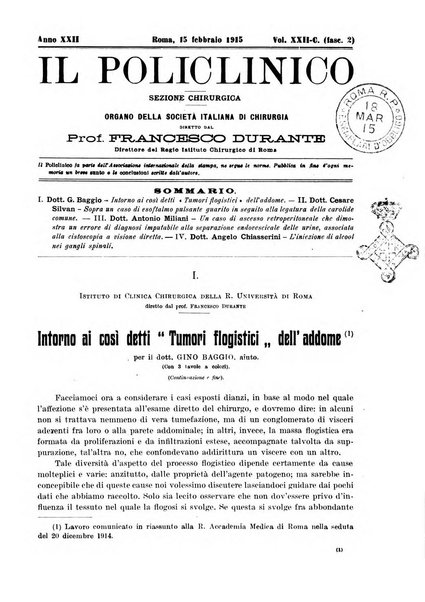 Il policlinico. Sezione chirurgica organo della Società italiana di chirurgia