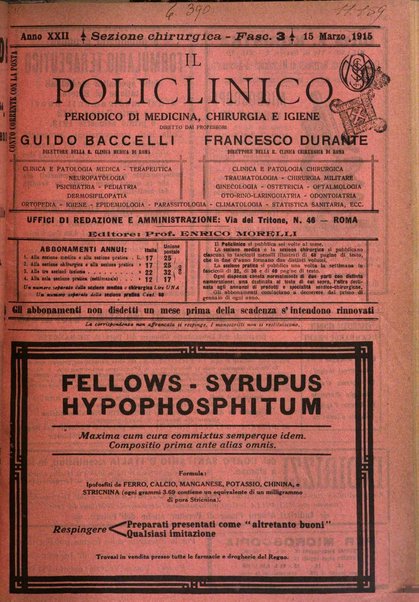 Il policlinico. Sezione chirurgica organo della Società italiana di chirurgia