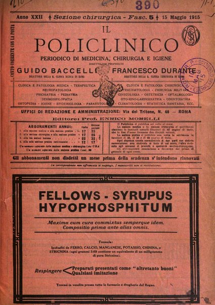 Il policlinico. Sezione chirurgica organo della Società italiana di chirurgia