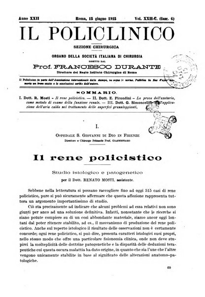 Il policlinico. Sezione chirurgica organo della Società italiana di chirurgia