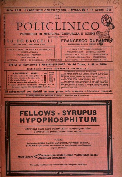 Il policlinico. Sezione chirurgica organo della Società italiana di chirurgia