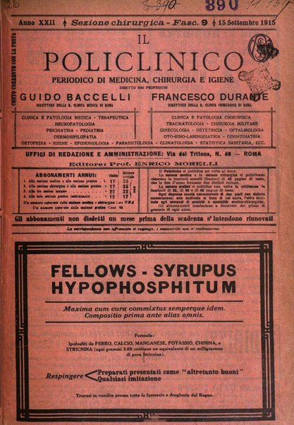 Il policlinico. Sezione chirurgica organo della Società italiana di chirurgia