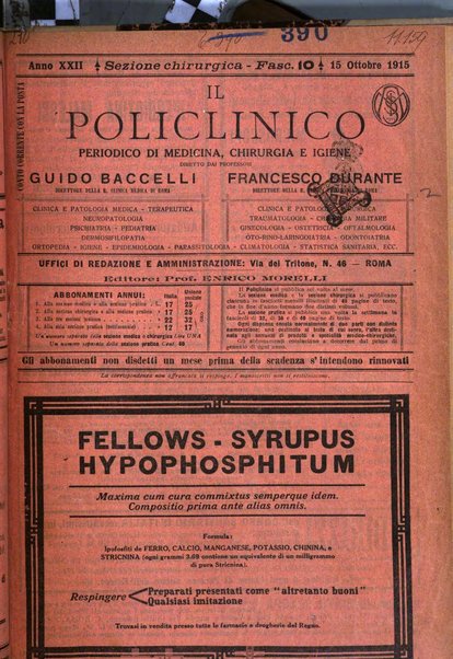 Il policlinico. Sezione chirurgica organo della Società italiana di chirurgia