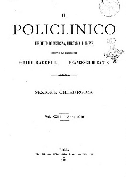 Il policlinico. Sezione chirurgica organo della Società italiana di chirurgia