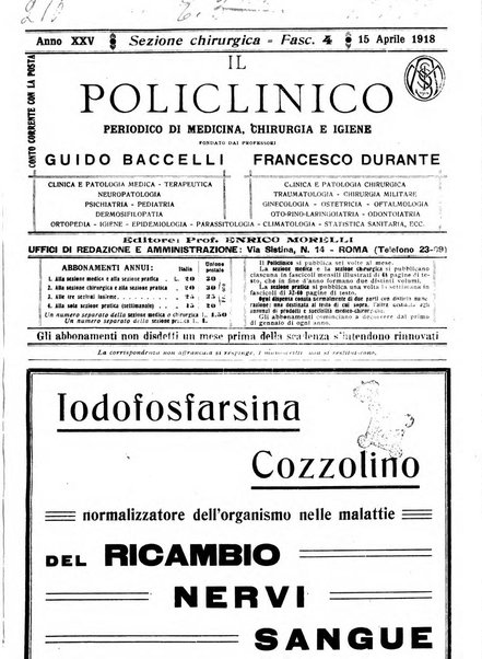 Il policlinico. Sezione chirurgica organo della Società italiana di chirurgia