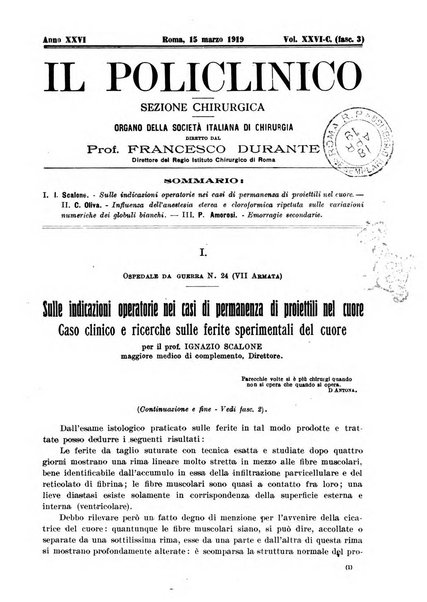 Il policlinico. Sezione chirurgica organo della Società italiana di chirurgia