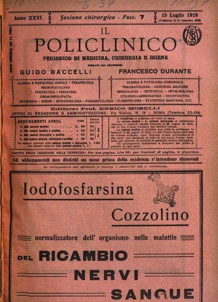 Il policlinico. Sezione chirurgica organo della Società italiana di chirurgia