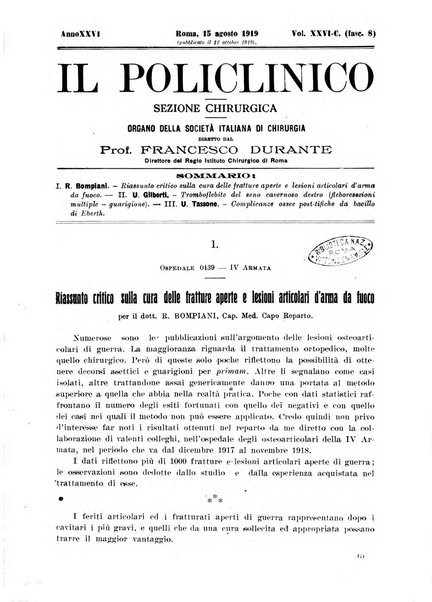 Il policlinico. Sezione chirurgica organo della Società italiana di chirurgia