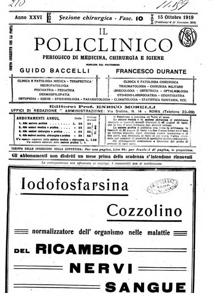 Il policlinico. Sezione chirurgica organo della Società italiana di chirurgia