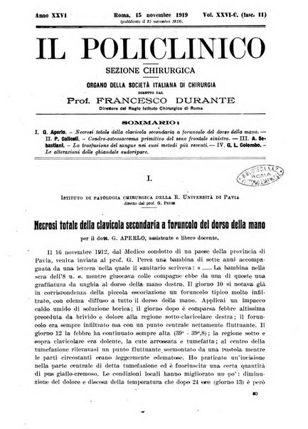 Il policlinico. Sezione chirurgica organo della Società italiana di chirurgia