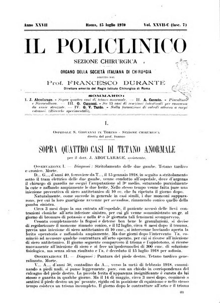 Il policlinico. Sezione chirurgica organo della Società italiana di chirurgia