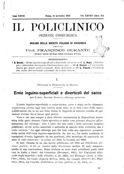 Il policlinico. Sezione chirurgica organo della Società italiana di chirurgia