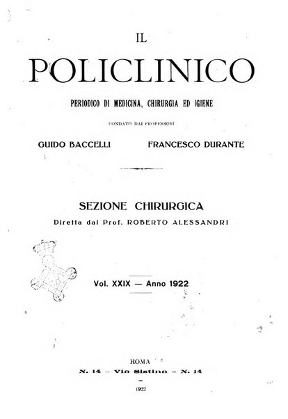 Il policlinico. Sezione chirurgica organo della Società italiana di chirurgia