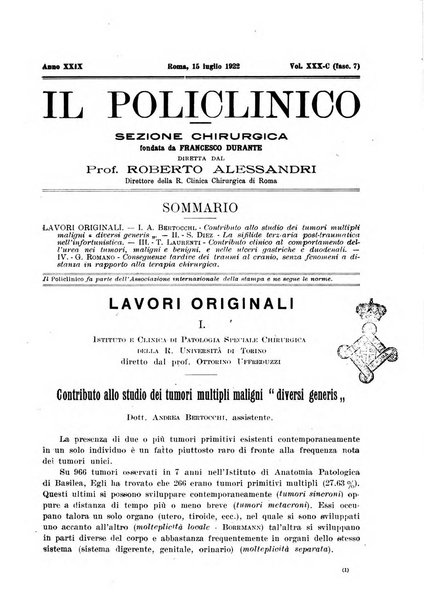 Il policlinico. Sezione chirurgica organo della Società italiana di chirurgia