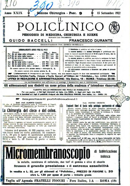 Il policlinico. Sezione chirurgica organo della Società italiana di chirurgia