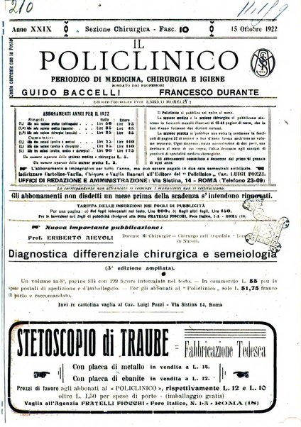 Il policlinico. Sezione chirurgica organo della Società italiana di chirurgia