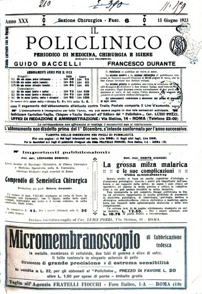 Il policlinico. Sezione chirurgica organo della Società italiana di chirurgia