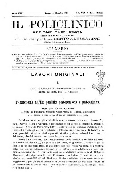 Il policlinico. Sezione chirurgica organo della Società italiana di chirurgia