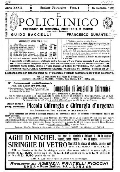 Il policlinico. Sezione chirurgica organo della Società italiana di chirurgia