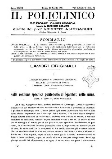 Il policlinico. Sezione chirurgica organo della Società italiana di chirurgia