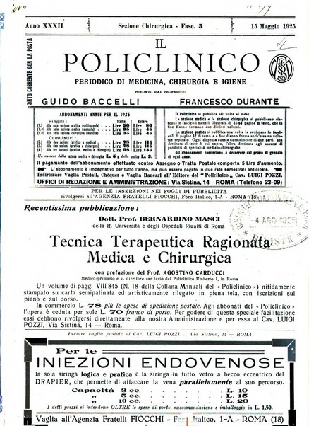 Il policlinico. Sezione chirurgica organo della Società italiana di chirurgia