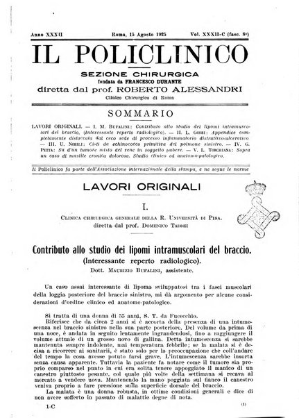 Il policlinico. Sezione chirurgica organo della Società italiana di chirurgia