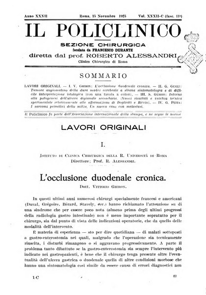 Il policlinico. Sezione chirurgica organo della Società italiana di chirurgia