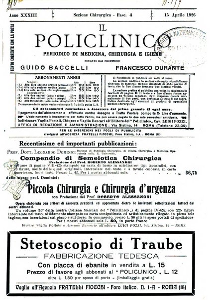 Il policlinico. Sezione chirurgica organo della Società italiana di chirurgia