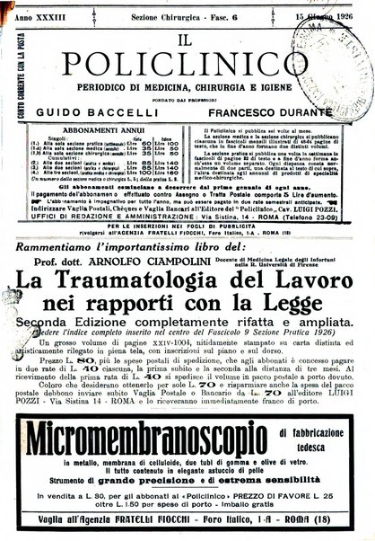 Il policlinico. Sezione chirurgica organo della Società italiana di chirurgia