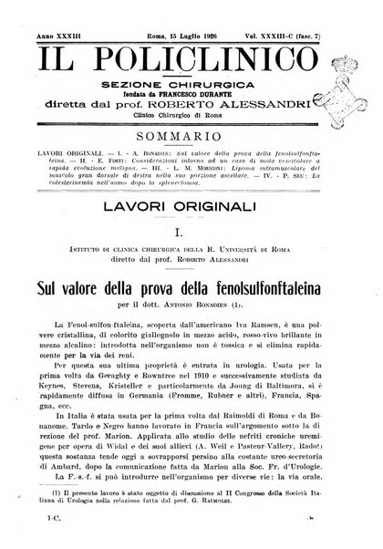 Il policlinico. Sezione chirurgica organo della Società italiana di chirurgia