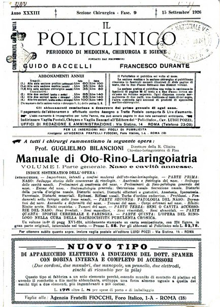 Il policlinico. Sezione chirurgica organo della Società italiana di chirurgia