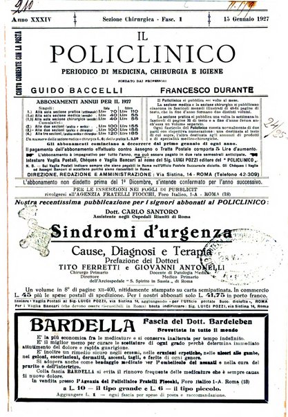 Il policlinico. Sezione chirurgica organo della Società italiana di chirurgia