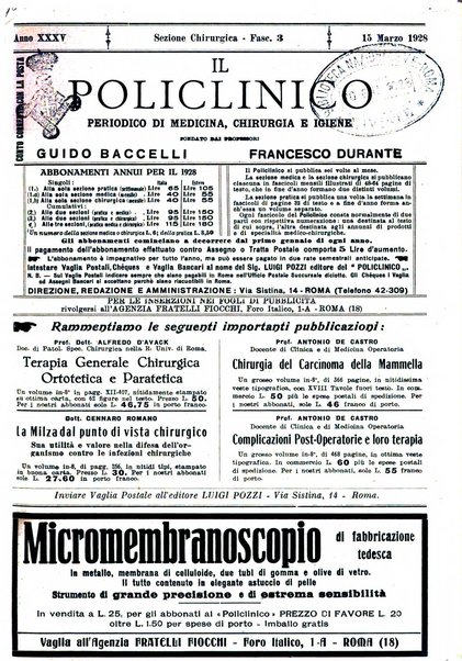 Il policlinico. Sezione chirurgica organo della Società italiana di chirurgia