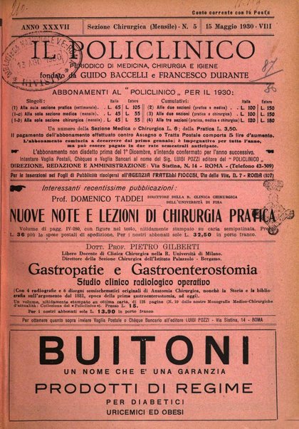 Il policlinico. Sezione chirurgica organo della Società italiana di chirurgia