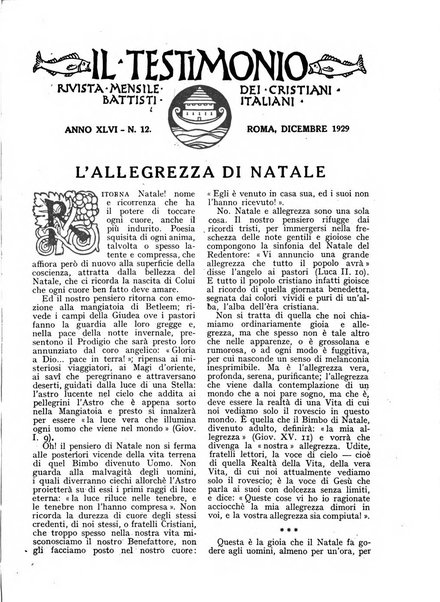 Il testimonio periodico cristiano battista