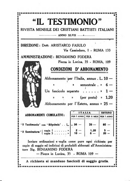 Il testimonio periodico cristiano battista