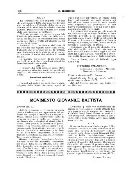 Il testimonio periodico cristiano battista