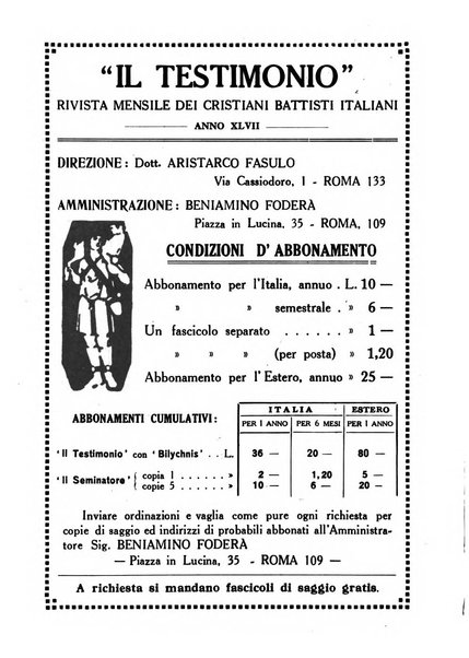 Il testimonio periodico cristiano battista