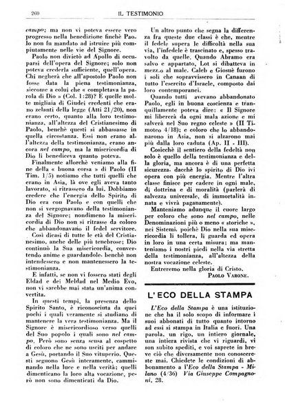 Il testimonio periodico cristiano battista