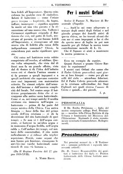 Il testimonio periodico cristiano battista