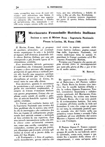 Il testimonio periodico cristiano battista