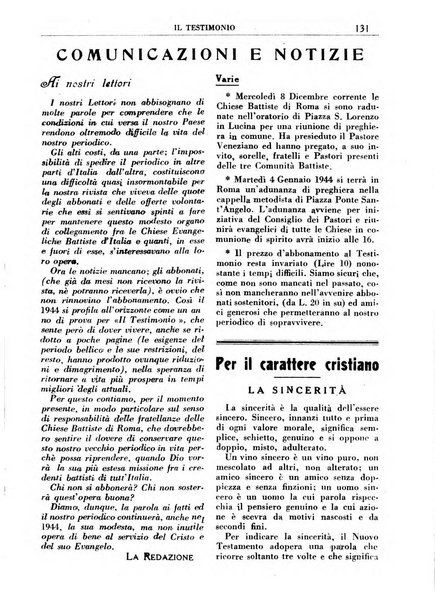 Il testimonio periodico cristiano battista