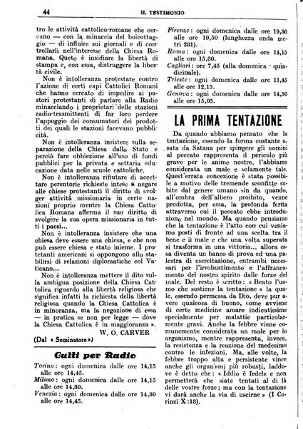 Il testimonio periodico cristiano battista