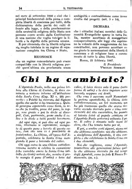 Il testimonio periodico cristiano battista